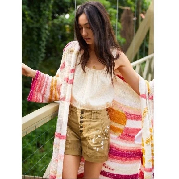 Anthropologie Daily Practice Bethany Chunky Knit Cardigan Sunrise/Sunset Sz XS/S - Picture 3 of 14